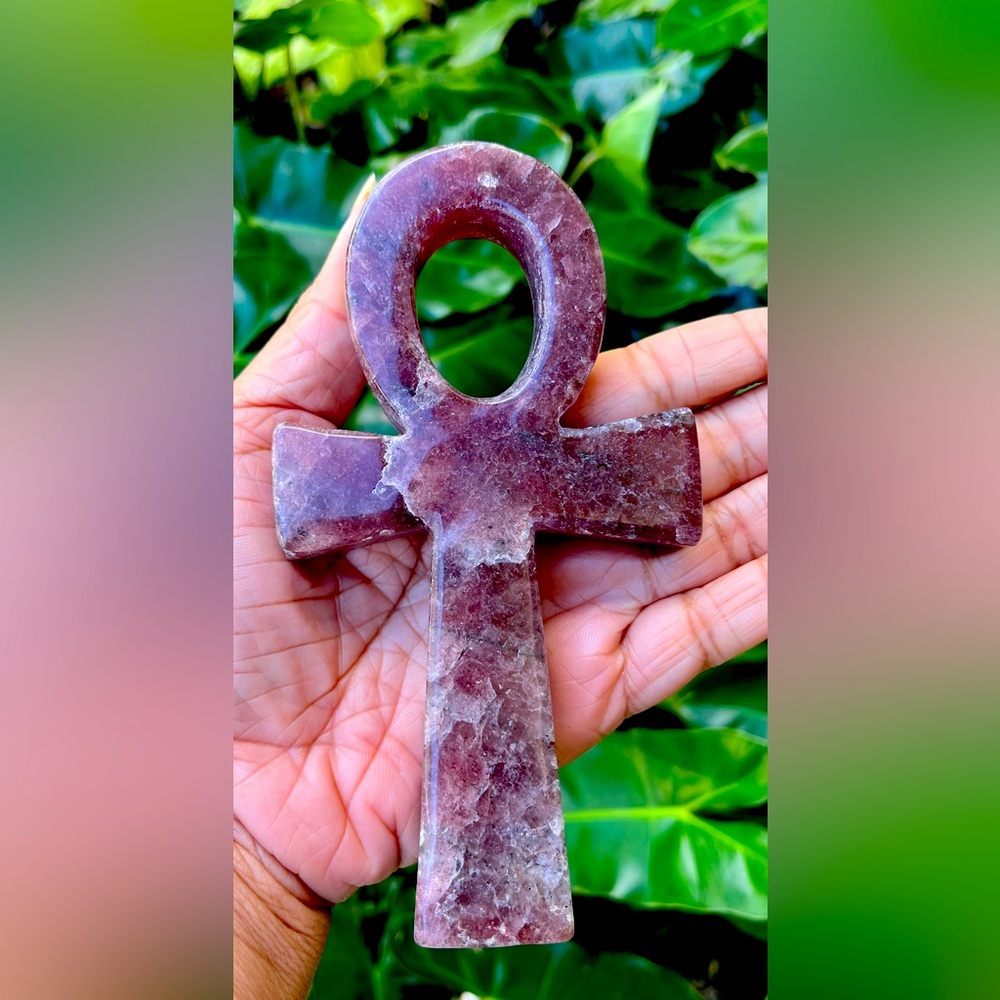 Strawberry Quartz Crystal Ankh